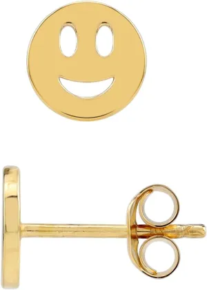 Silvershake Petite 7MM White Gold Plated or Yellow Gold Plated 925 Sterling Silver Minimalist Happy/Smiley Face Casual Stud Earrings Jewelry for Women