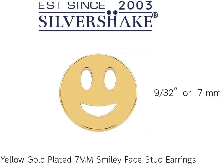 Silvershake Petite 7MM White Gold Plated or Yellow Gold Plated 925 Sterling Silver Minimalist Happy/Smiley Face Casual Stud Earrings Jewelry for Women
