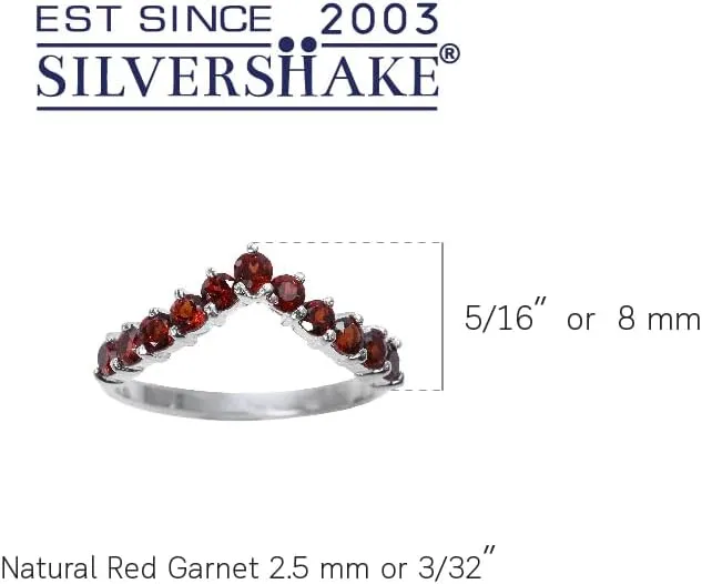 Silvershake Round Shape Gemstone White Gold Plated or Yellow Gold Plated 925 Sterling Silver Chevron Style V Shape Stackable Ring Jewelry for Women