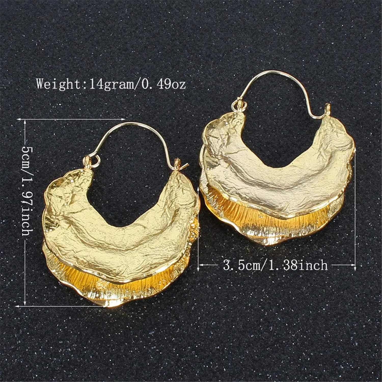 Simple Large Vintage Gold Circle Hoop Earrings Boho Irregular Hollow Shield Shape Dangle Drop Earrings for Women Statement Jewelry Gifts
