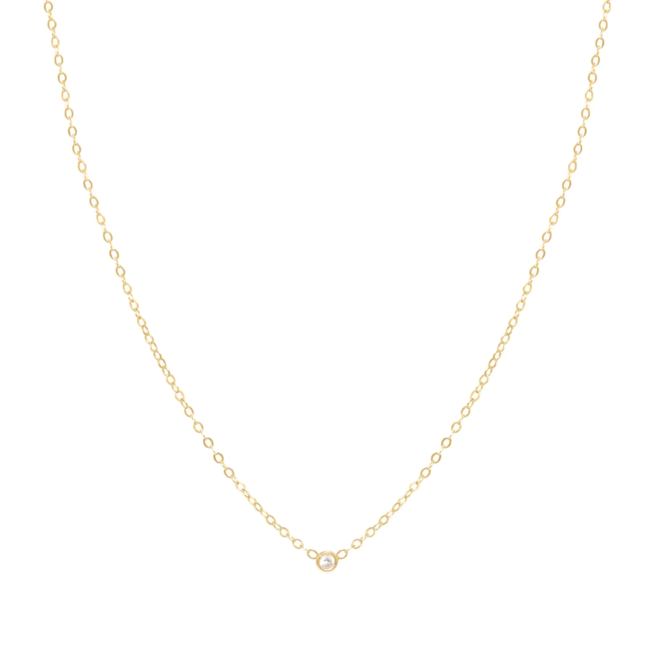Single Diamond Bezel Necklace