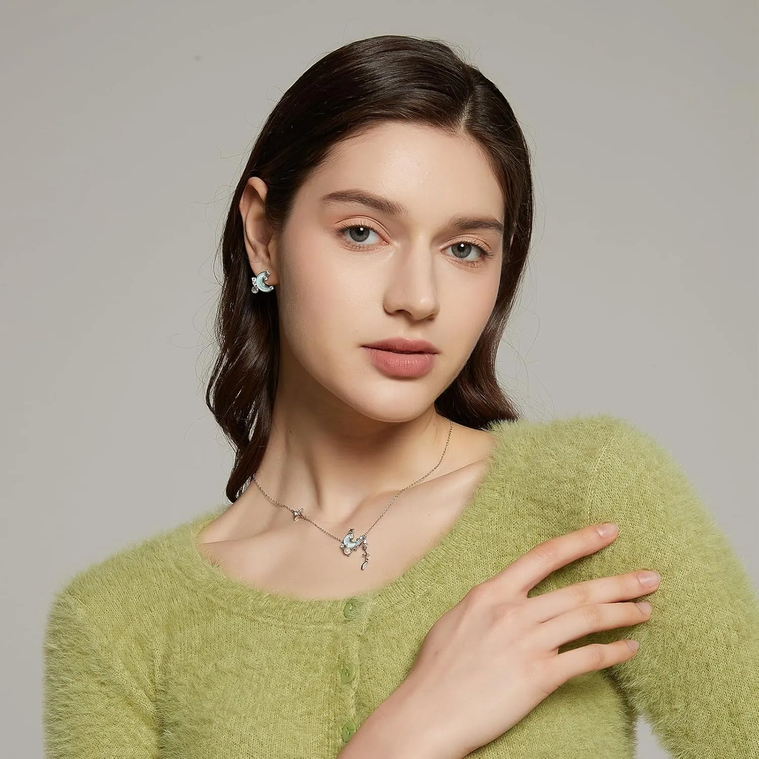 SIXFOX Moon Earrings for women trendy Danity Drop Dangle Earrings with Star gemstone cute Boho Stud Earrings Jewelry Gift