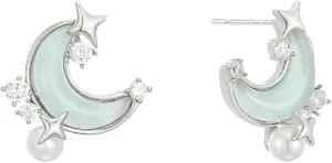 SIXFOX Moon Earrings for women trendy Danity Drop Dangle Earrings with Star gemstone cute Boho Stud Earrings Jewelry Gift