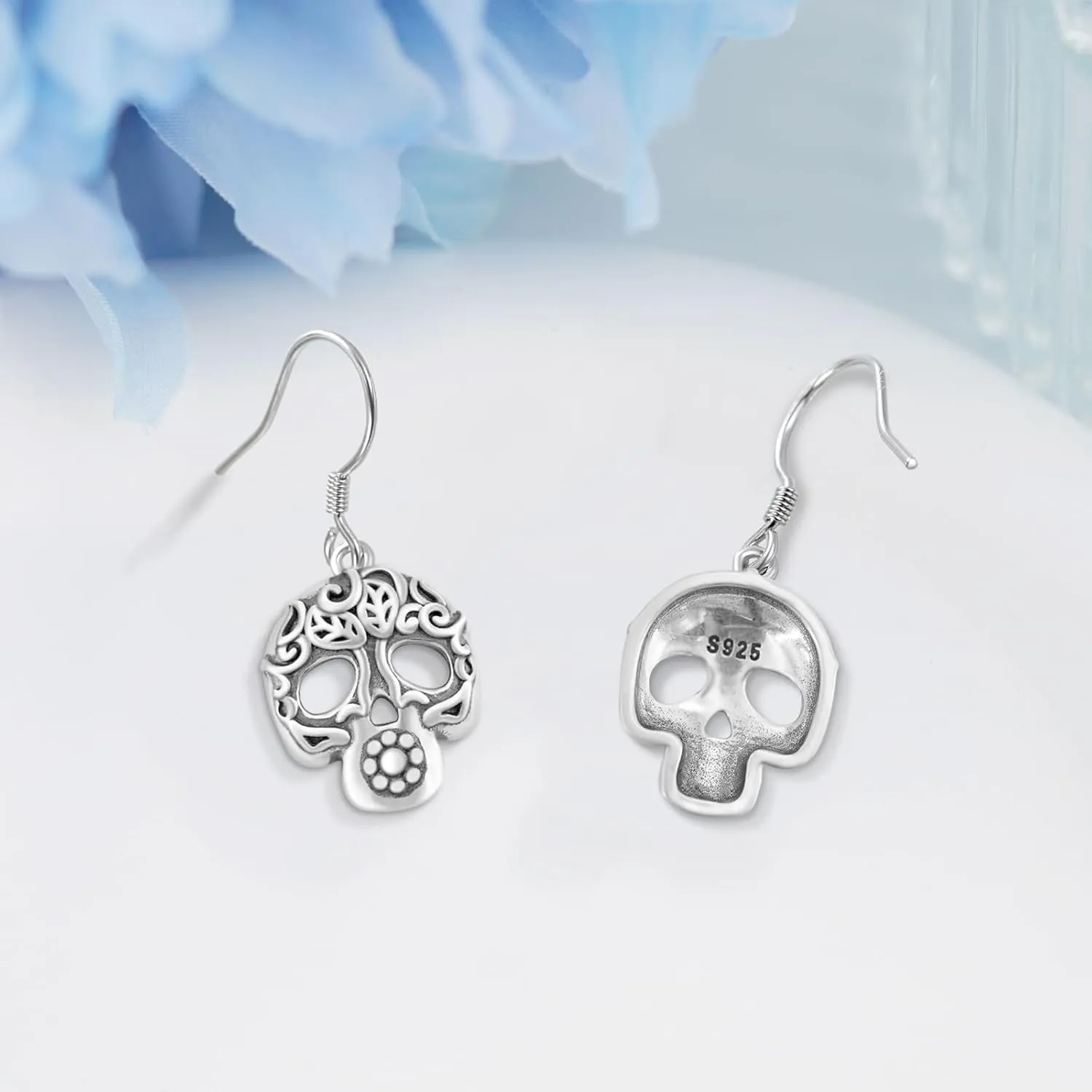 Skull/Skeleton Hand/Pirate/Cross/Bat Earrings 925 Sterling Silver Gothic Earrings for Women Men Gothic Jewelry Gifts for Women Men