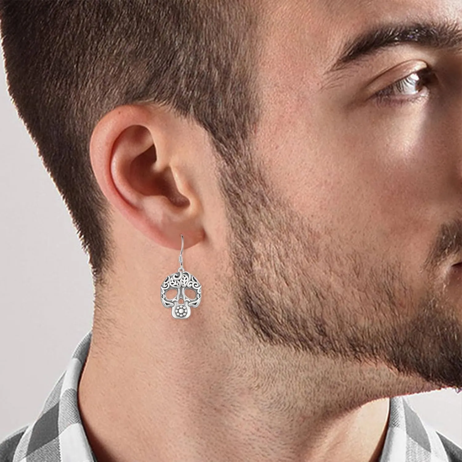 Skull/Skeleton Hand/Pirate/Cross/Bat Earrings 925 Sterling Silver Gothic Earrings for Women Men Gothic Jewelry Gifts for Women Men