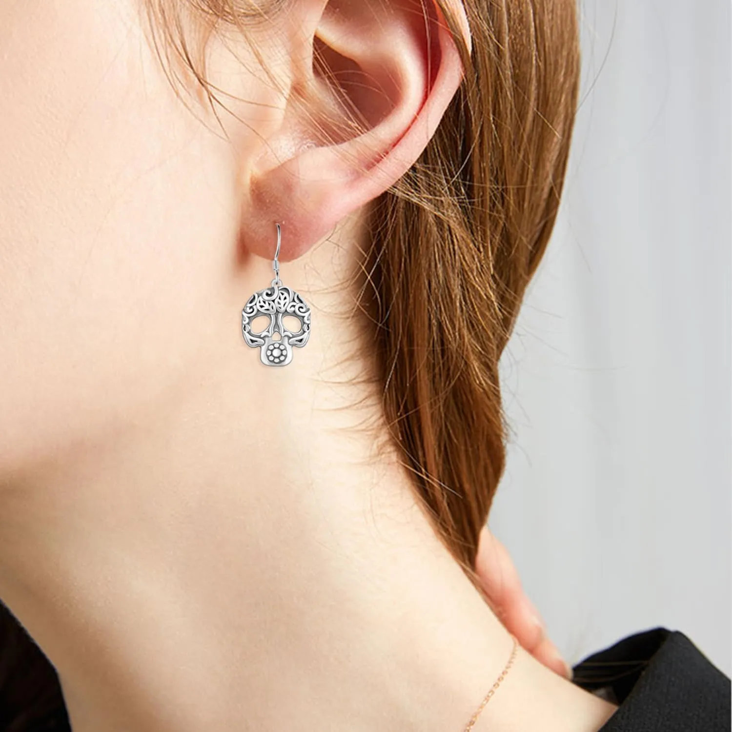 Skull/Skeleton Hand/Pirate/Cross/Bat Earrings 925 Sterling Silver Gothic Earrings for Women Men Gothic Jewelry Gifts for Women Men