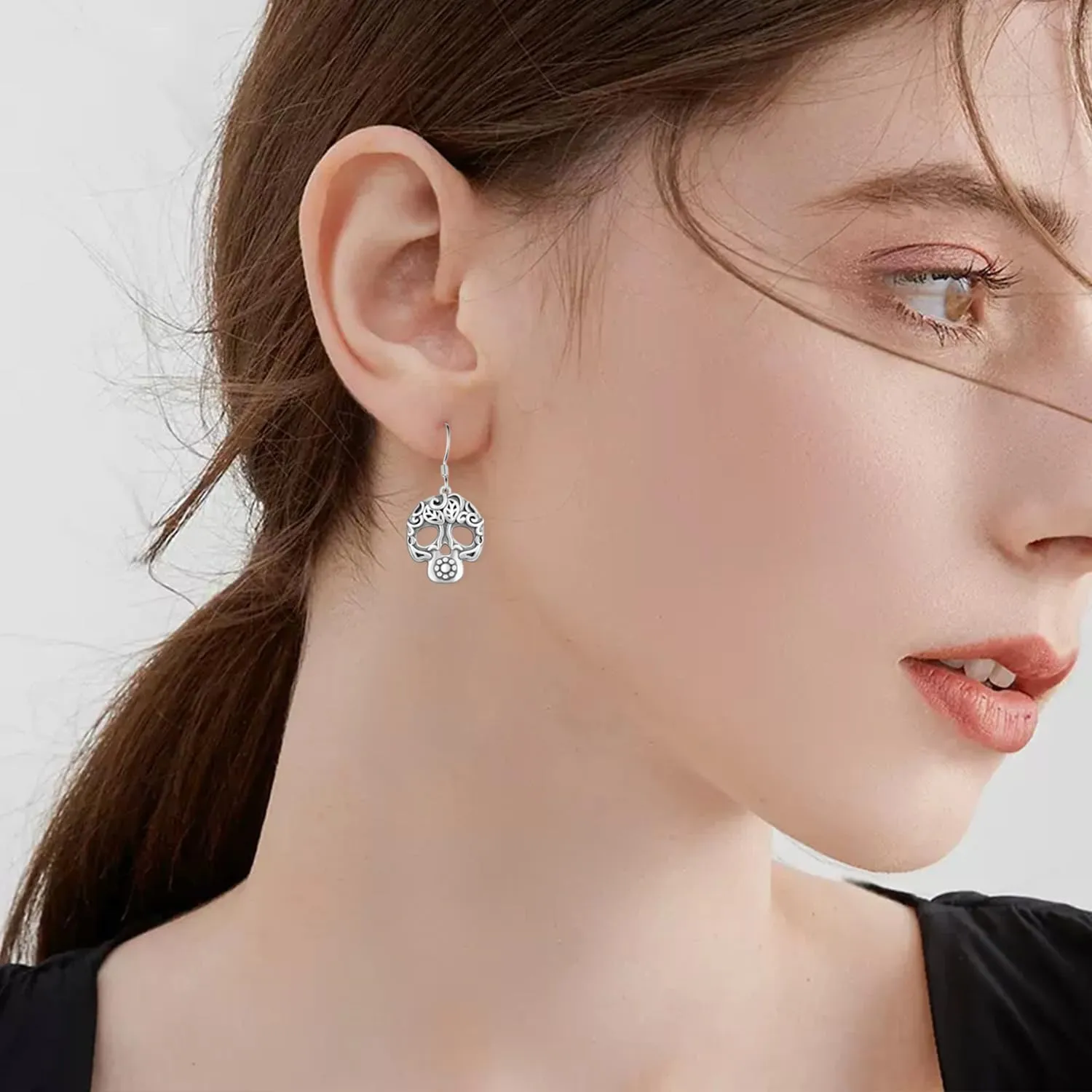 Skull/Skeleton Hand/Pirate/Cross/Bat Earrings 925 Sterling Silver Gothic Earrings for Women Men Gothic Jewelry Gifts for Women Men