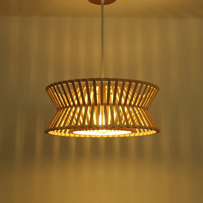 Sleek Bamboo Pendant Light with Hourglass Suspension for Minimalistic Ceiling Lighting