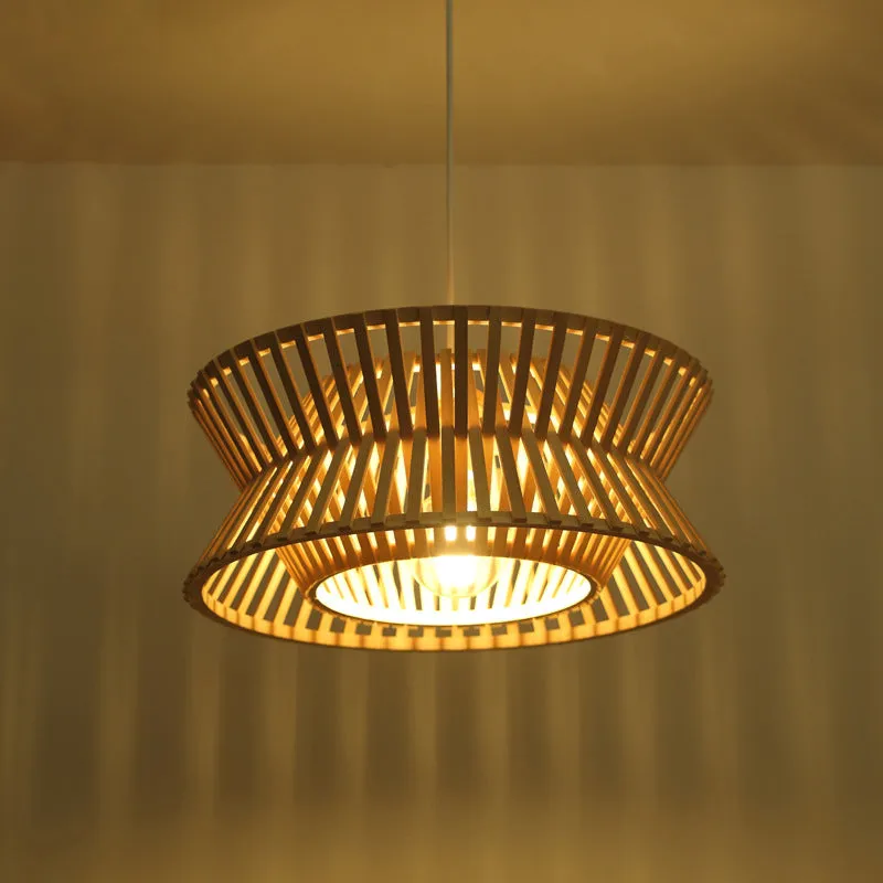 Sleek Bamboo Pendant Light with Hourglass Suspension for Minimalistic Ceiling Lighting