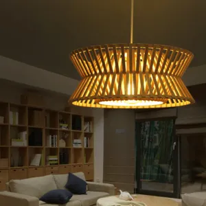Sleek Bamboo Pendant Light with Hourglass Suspension for Minimalistic Ceiling Lighting