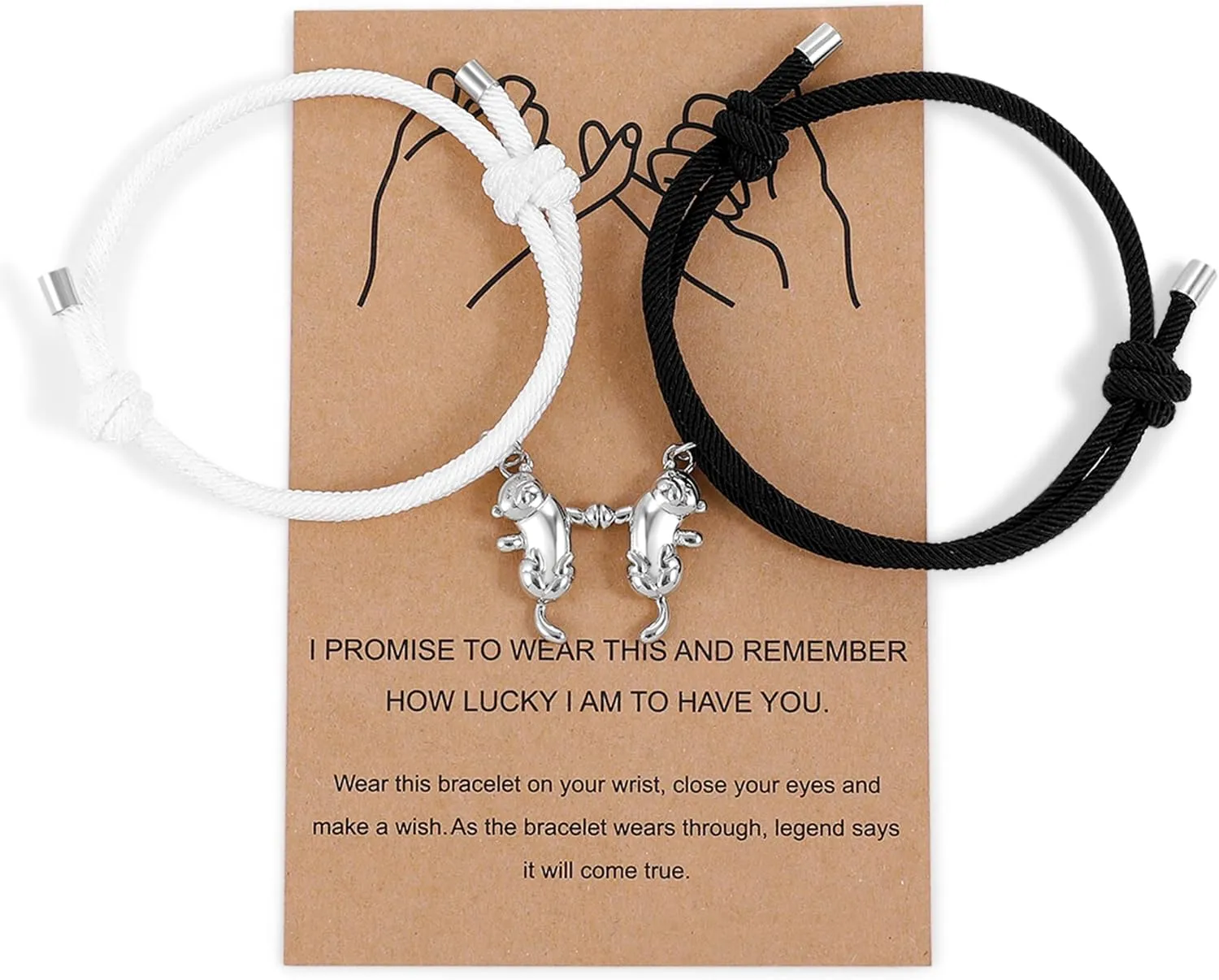 SLOONG 2Pcs Couple Bracelets & Necklaces Otter Bracelet & Necklace Set - Cute Sea Otters Gifts for Mom, Sister, Girlfriend, Boyfriend, Best Friend Forever
