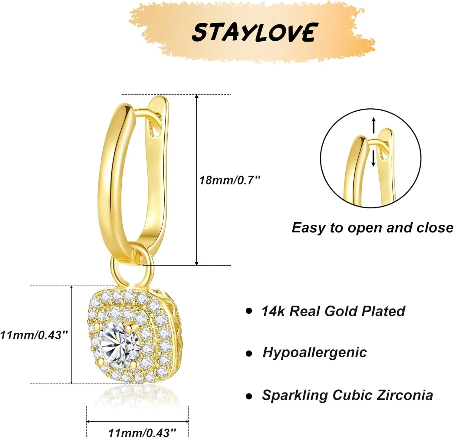 Small Gold Drop Dangle Earrings for Women Hypoallergenic 14k Gold Plated Dainty Small Gold Huggie Hoop Earrings