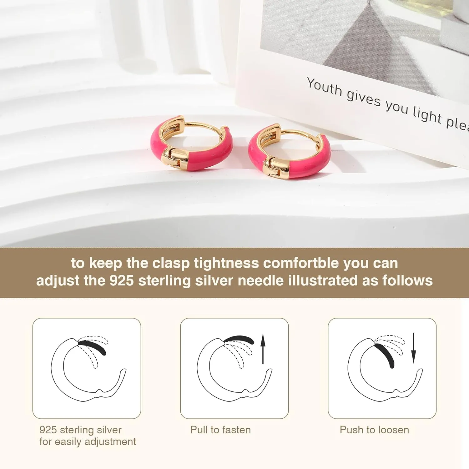Small Hoop Enamel Earrings for Women, 18K Gold Plated Colorful Hypoallergenic Cute Cubic Zirconia Huggie Earring Gifts for Women