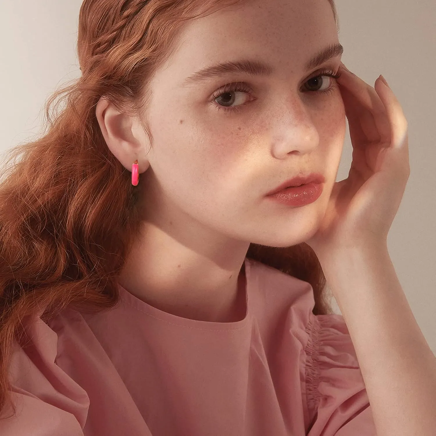 Small Hoop Enamel Earrings for Women, 18K Gold Plated Colorful Hypoallergenic Cute Cubic Zirconia Huggie Earring Gifts for Women