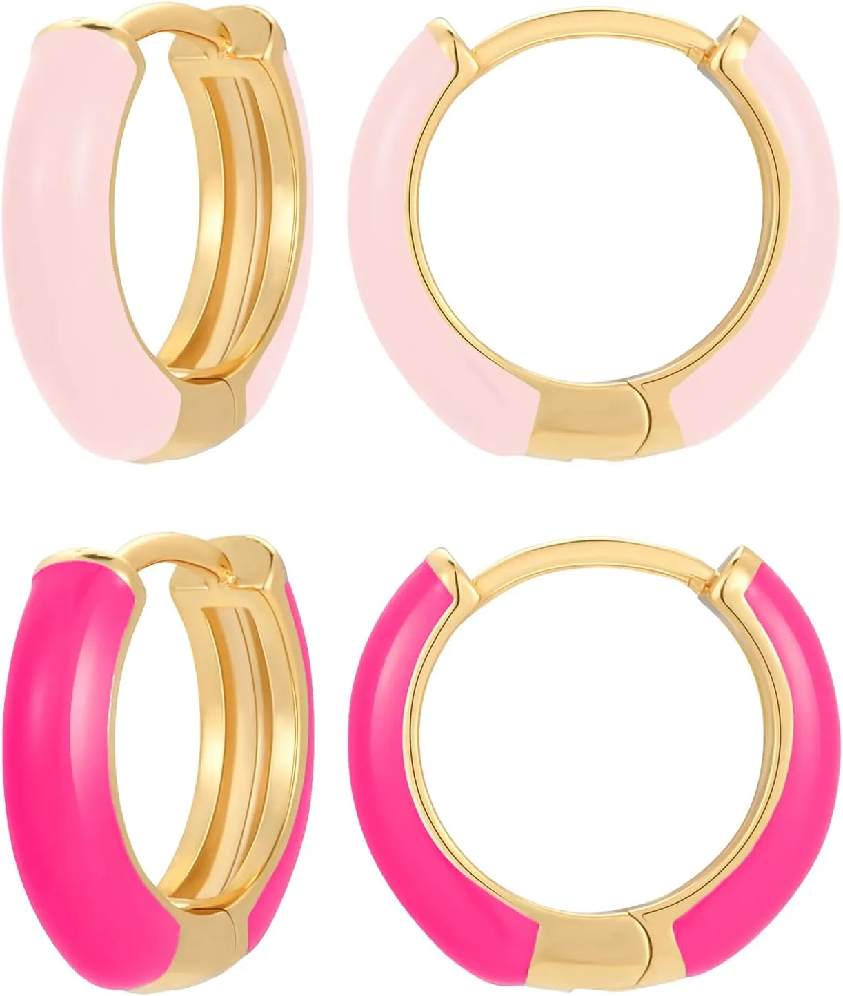 Small Hoop Enamel Earrings for Women, 18K Gold Plated Colorful Hypoallergenic Cute Cubic Zirconia Huggie Earring Gifts for Women