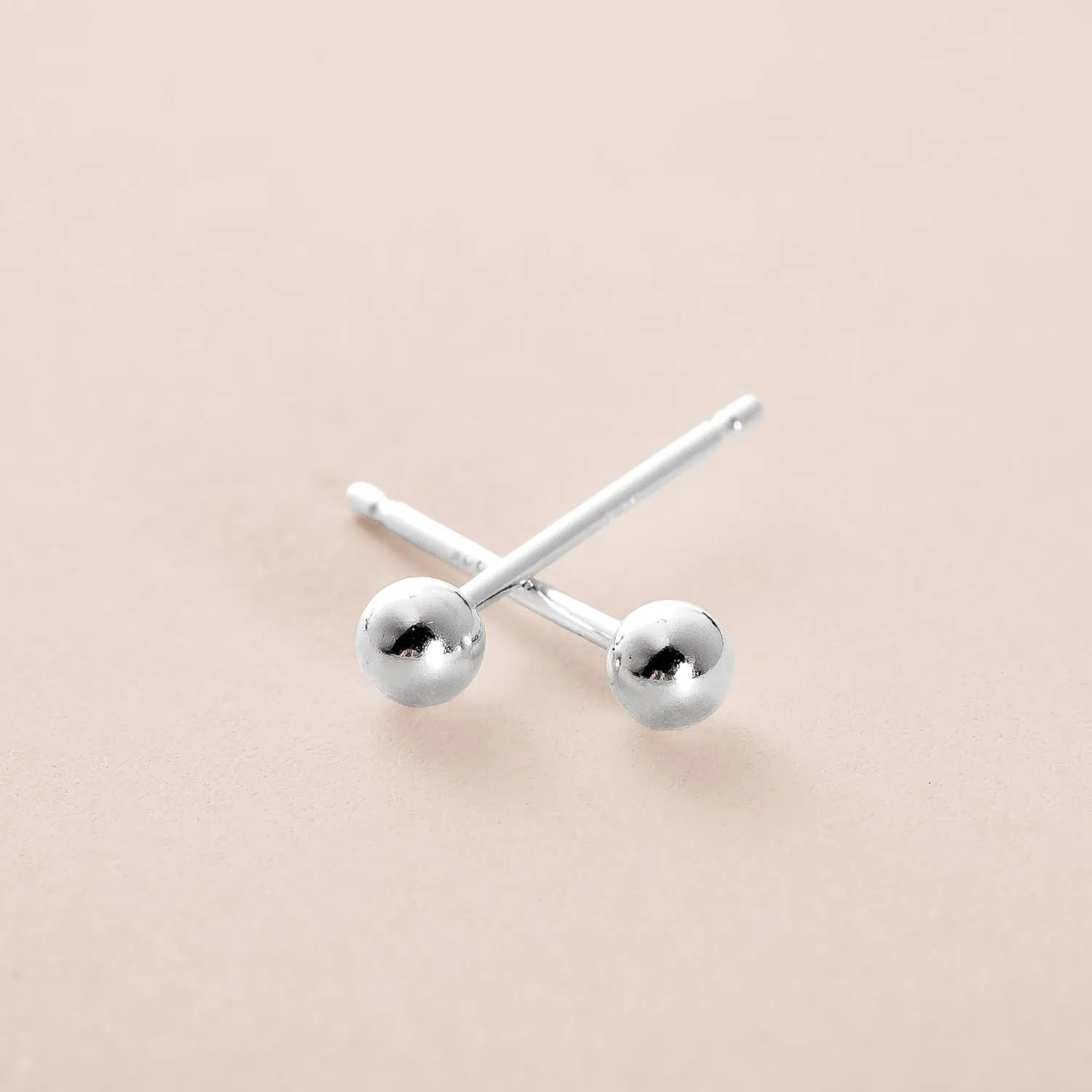 Small Sterling Silver Round Ball Stud Earrings | Minimalist Jewelry for Women (3mm)