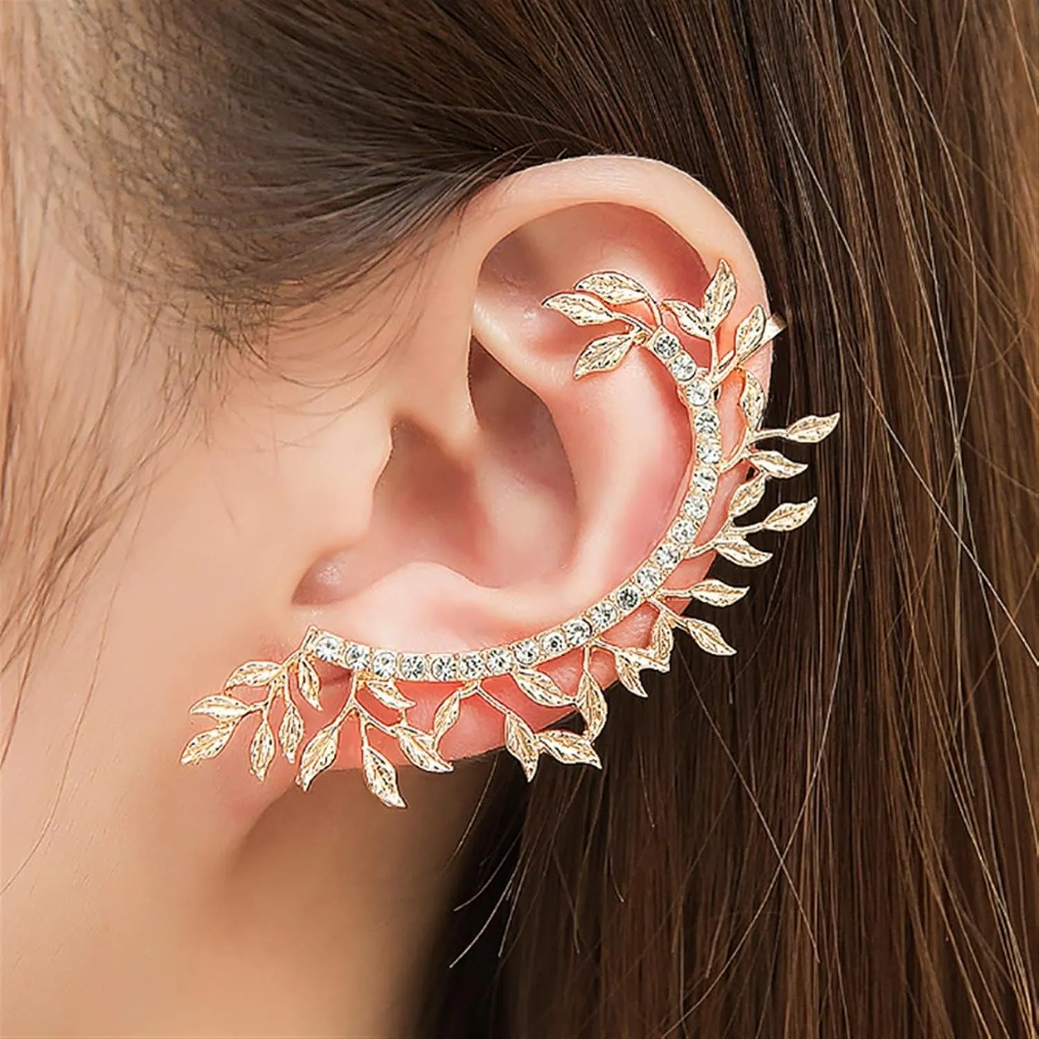 SMDSAZ 1 Piece Boho Crystal Clip On Earrings for Women Trendy Cuff Wrap NO Piercing Ear Female Jewelry Gift (Metal Color : 06)