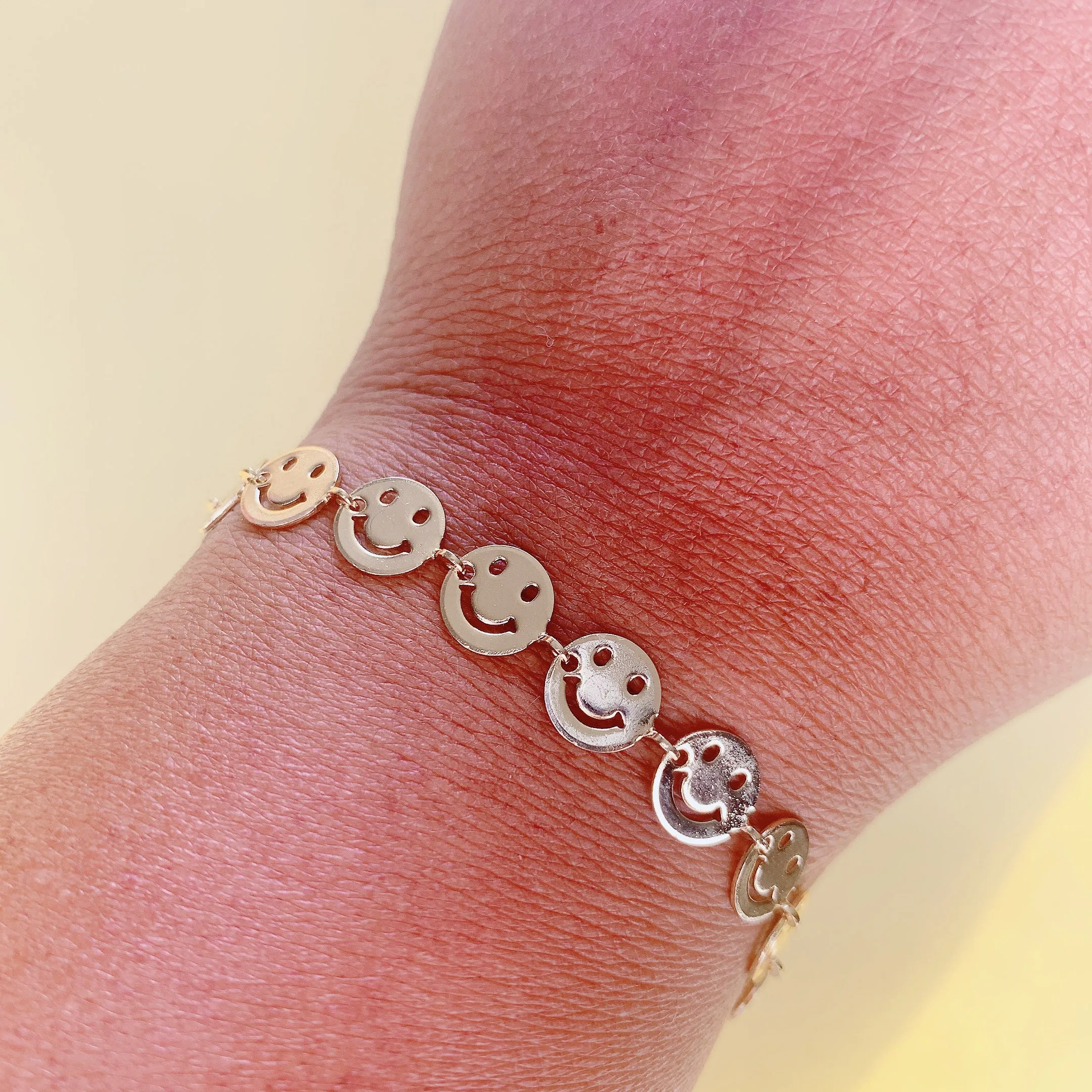 Smiley face enamel  chain bracelets