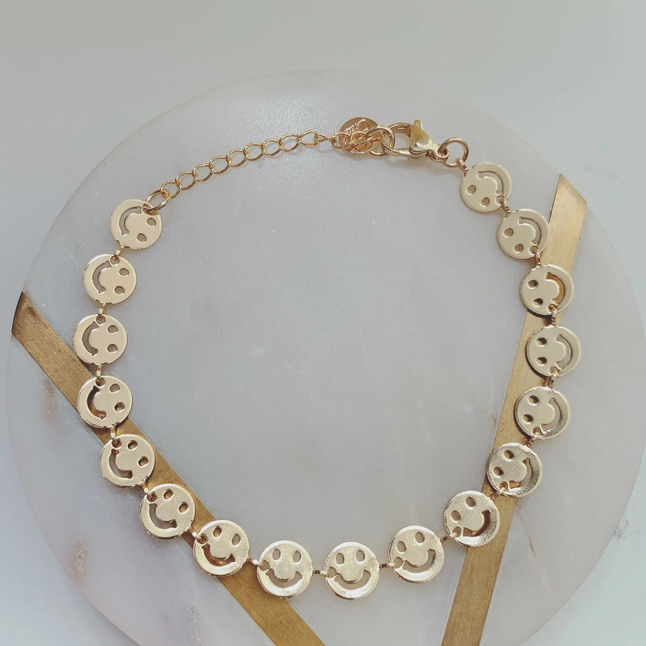 Smiley face enamel  chain bracelets