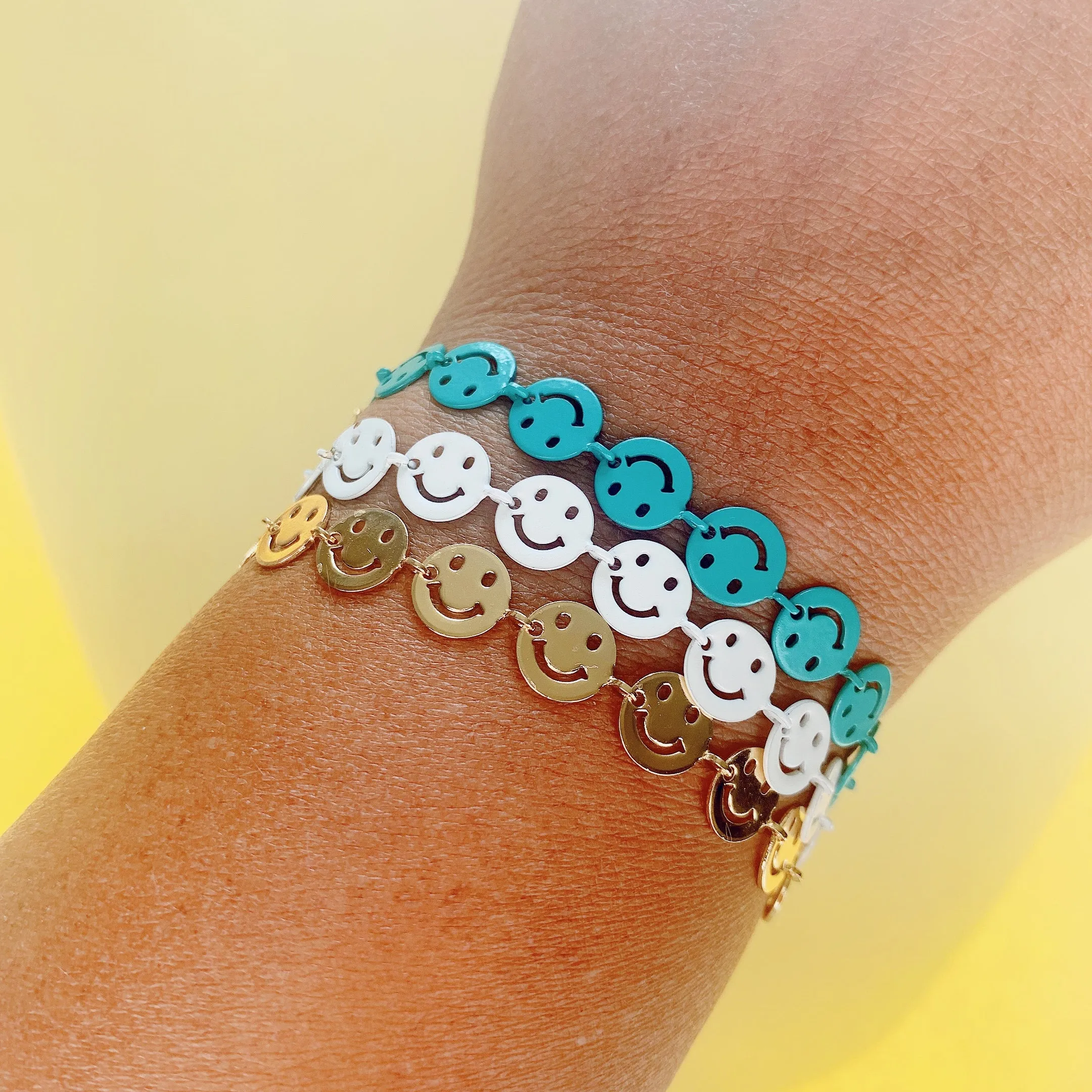 Smiley face enamel  chain bracelets
