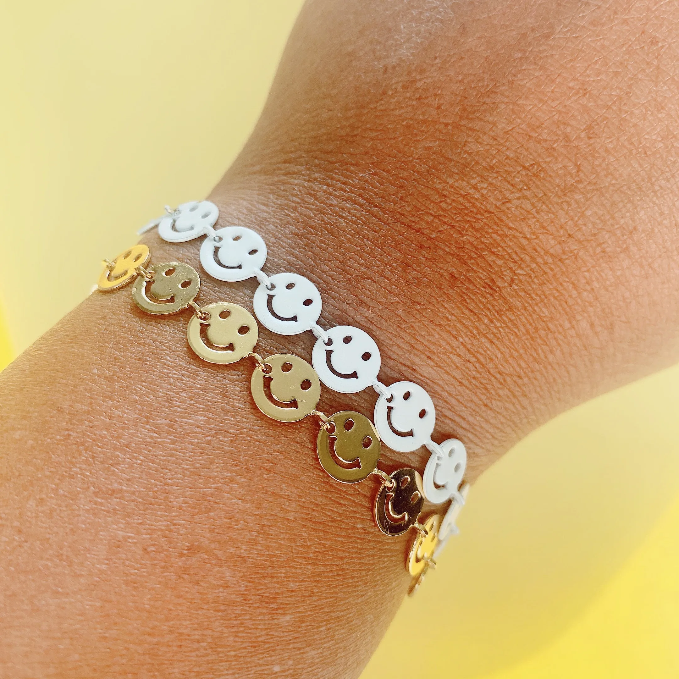 Smiley face enamel  chain bracelets