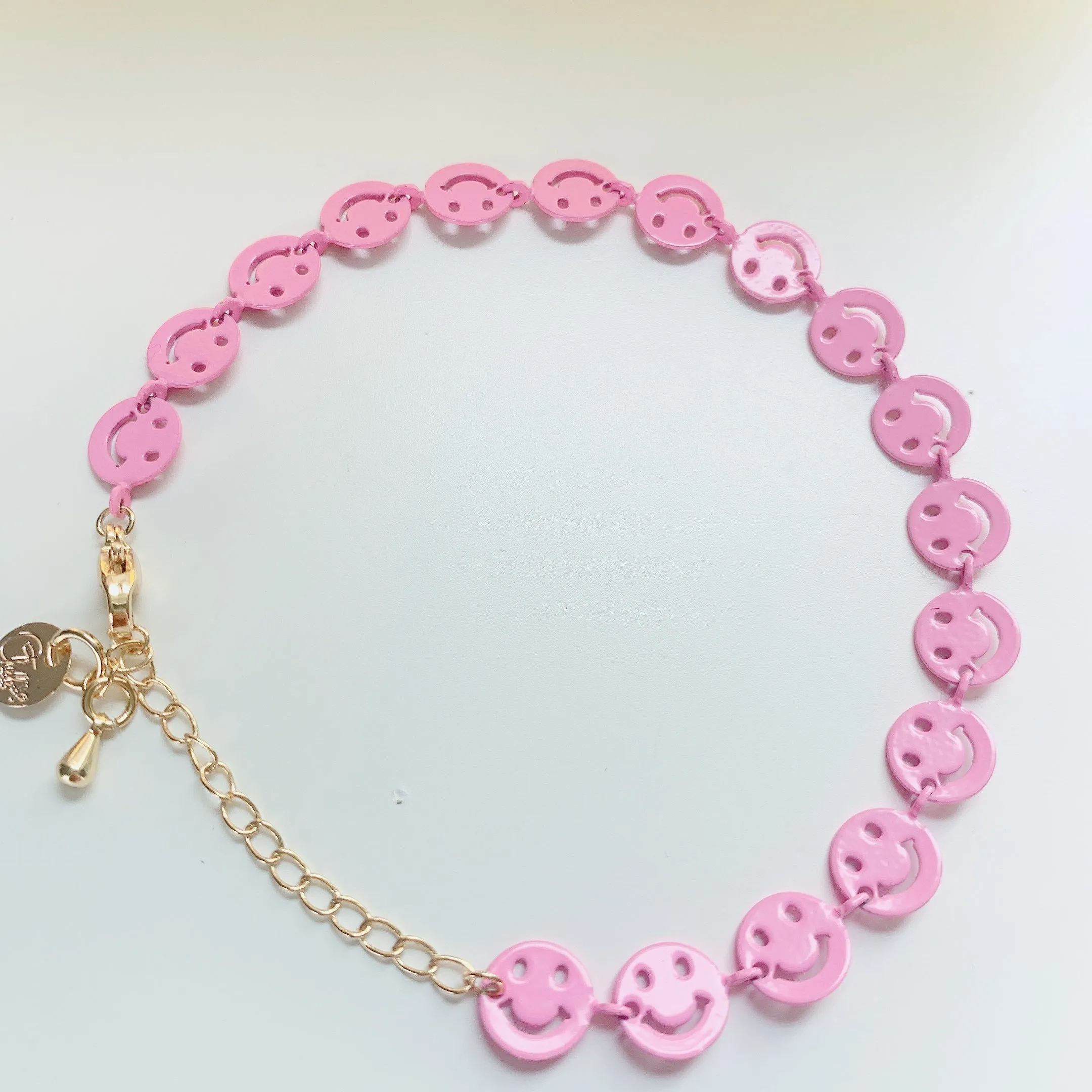 Smiley face enamel  chain bracelets
