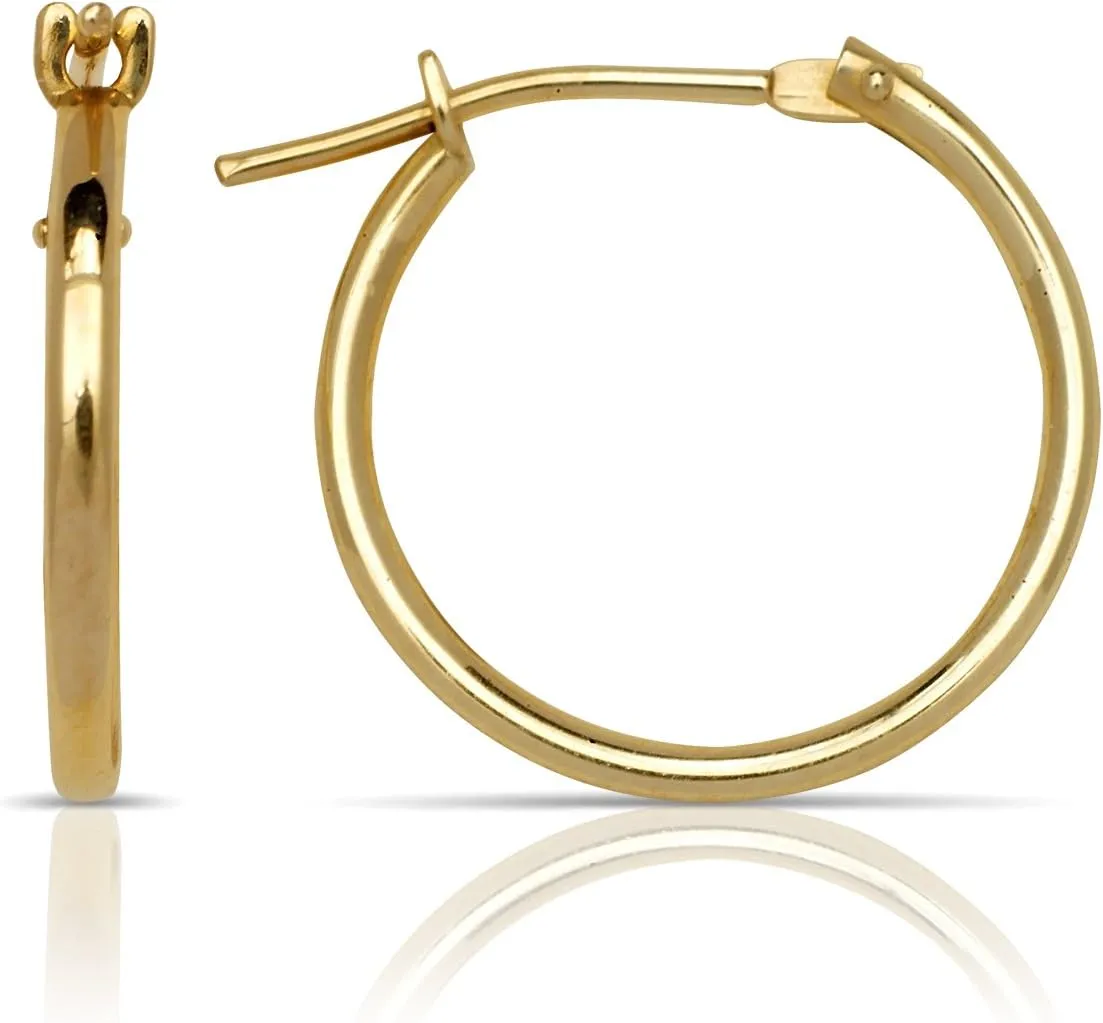 Solid 10k Yellow Gold 1mm Classic Tube Hoop Earrings - 10mm, 12mm, 14mm - small real gold hoops - dainty hoop earrings - hypoallergenic