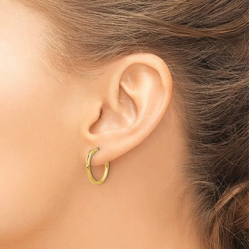 Solid 10k Yellow Gold 1mm Classic Tube Hoop Earrings - 10mm, 12mm, 14mm - small real gold hoops - dainty hoop earrings - hypoallergenic