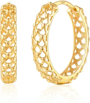 Solid 10k Yellow Gold Hoop Earrings for Women | Hypoallergenic Gold Hoop Earrings | Anti Tarnish Real 10k Gold Earrings Hoops by MAX   STONE