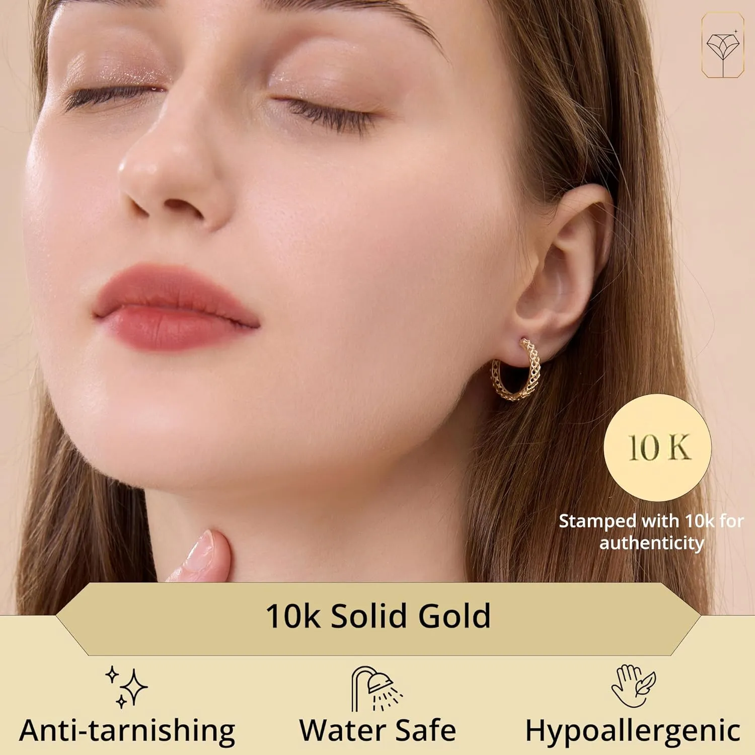 Solid 10k Yellow Gold Hoop Earrings for Women | Hypoallergenic Gold Hoop Earrings | Anti Tarnish Real 10k Gold Earrings Hoops by MAX   STONE