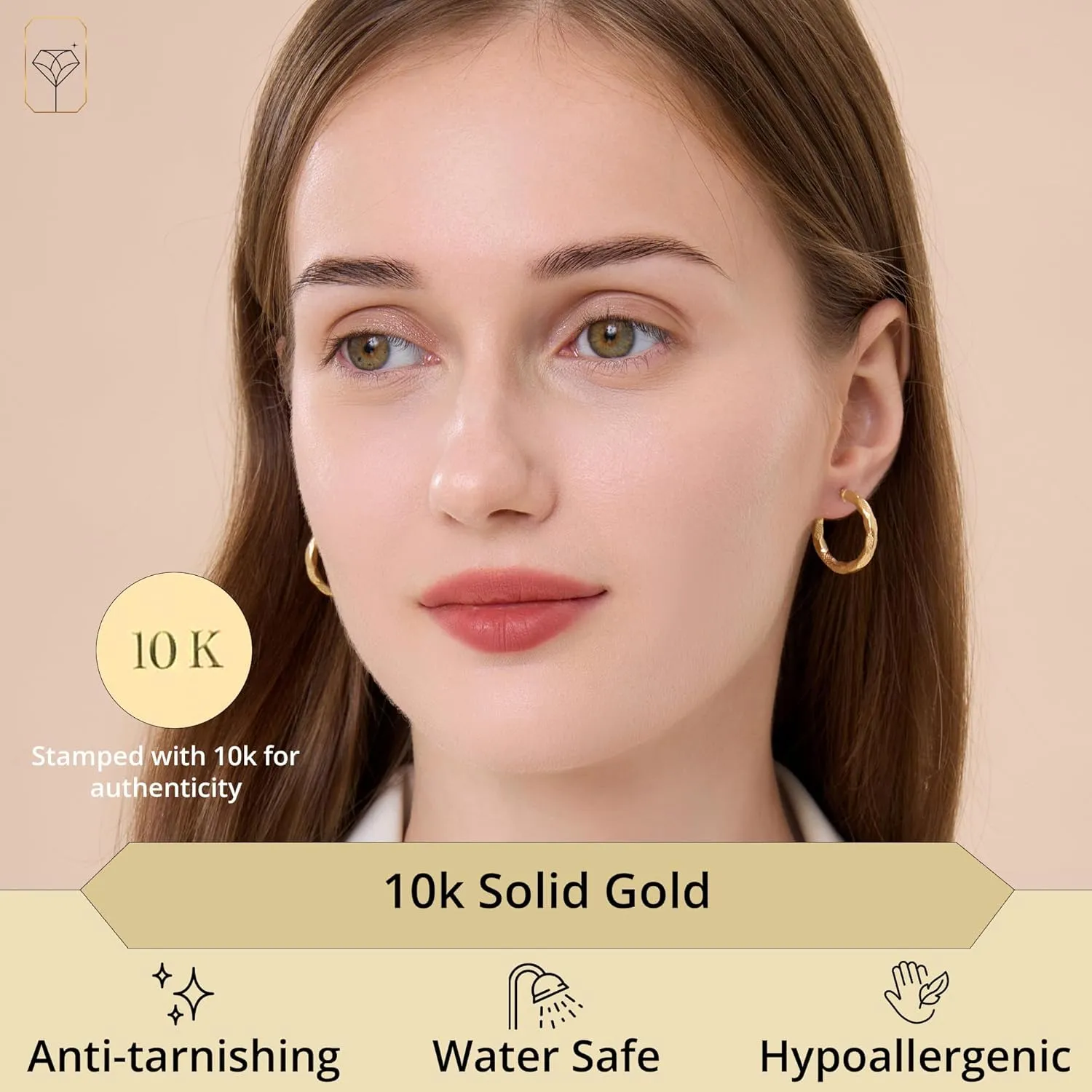 Solid 10k Yellow Gold Hoops Earrings for Women | Anti Tarnish Solid Gold Earrings | Hypoallergenic Real Gold Earrings for Women by MAX   STONE