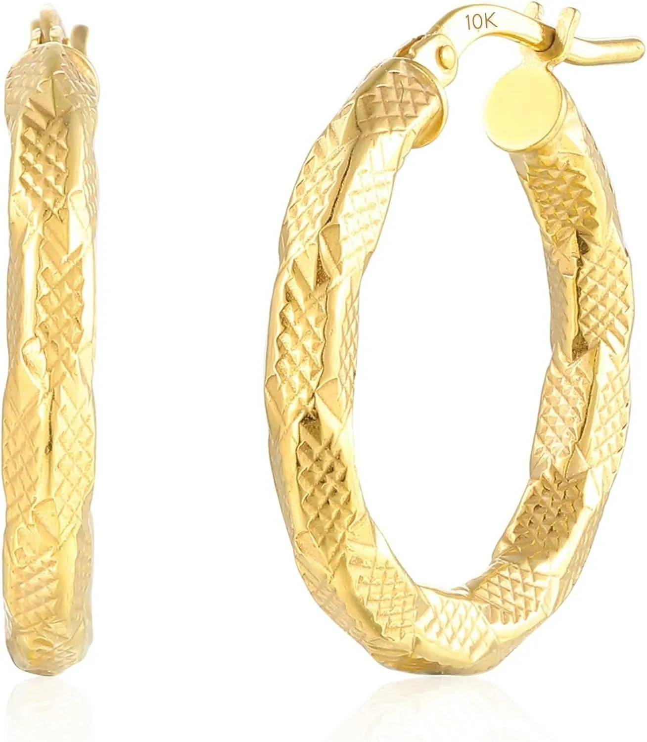 Solid 10k Yellow Gold Hoops Earrings for Women | Anti Tarnish Solid Gold Earrings | Hypoallergenic Real Gold Earrings for Women by MAX   STONE