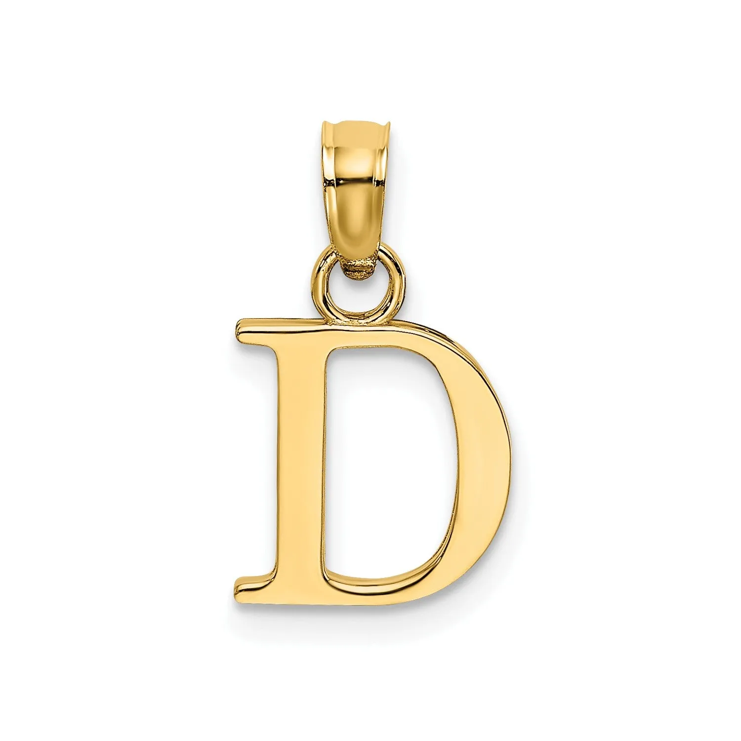 Solid 14K Gold Polished Block Initial Letter Pendants, 12x10mm