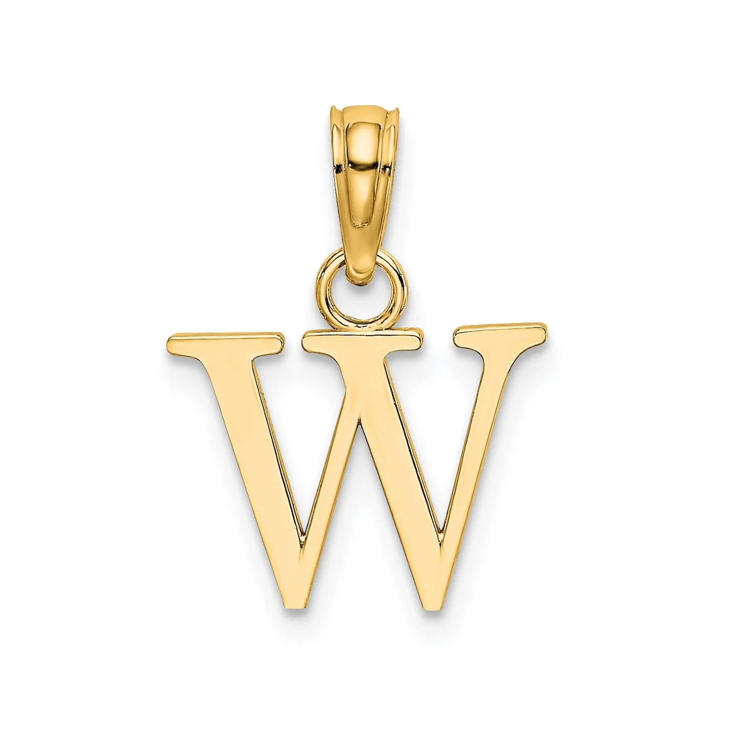 Solid 14K Gold Polished Block Initial Letter Pendants, 12x10mm