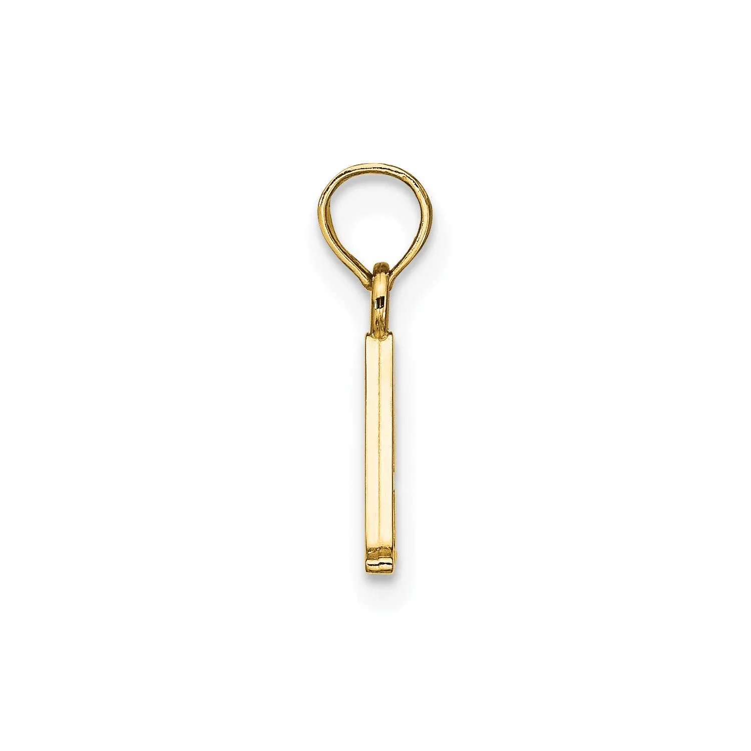 Solid 14K Gold Polished Block Initial Letter Pendants, 12x10mm