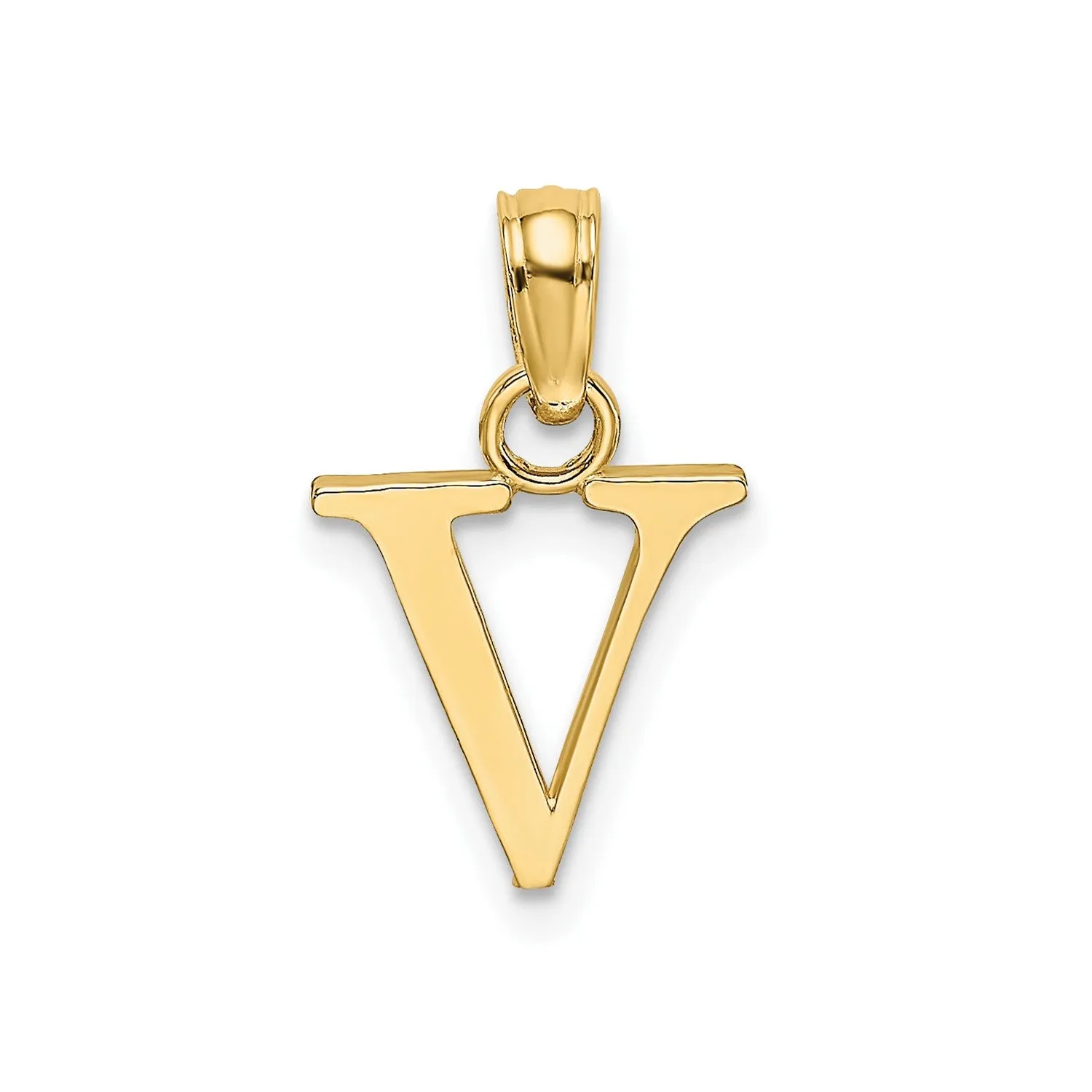 Solid 14K Gold Polished Block Initial Letter Pendants, 12x10mm