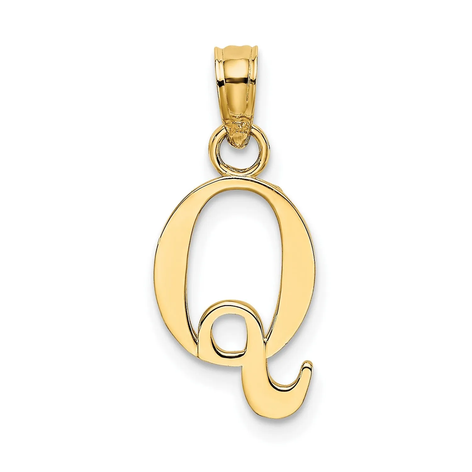 Solid 14K Gold Polished Block Initial Letter Pendants, 12x10mm
