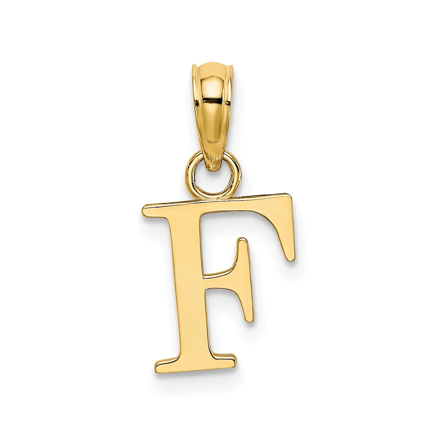 Solid 14K Gold Polished Block Initial Letter Pendants, 12x10mm