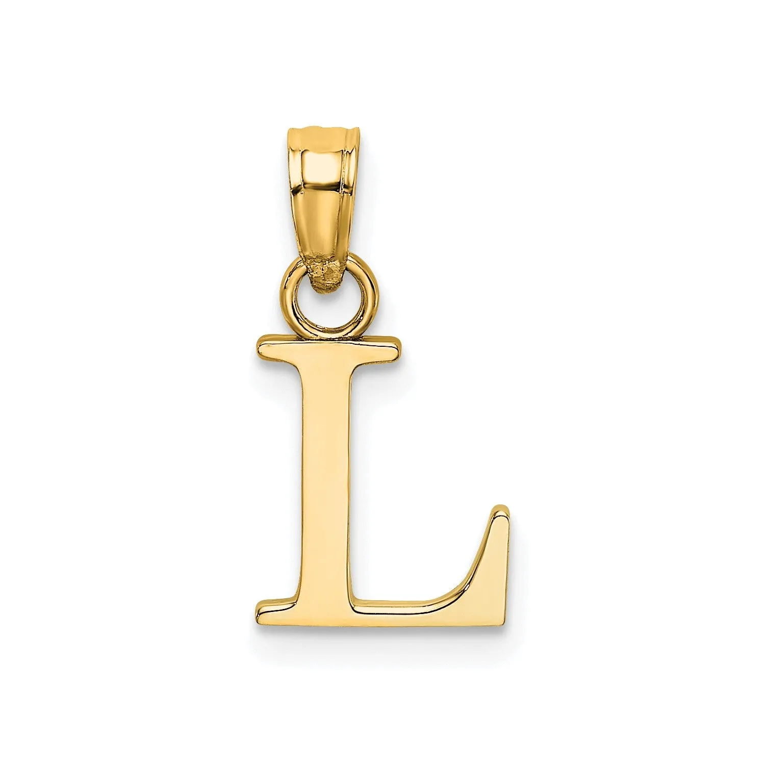 Solid 14K Gold Polished Block Initial Letter Pendants, 12x10mm