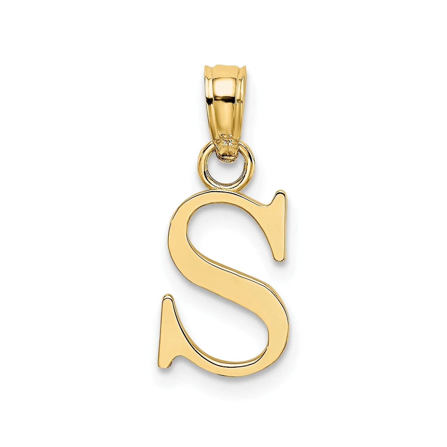 Solid 14K Gold Polished Block Initial Letter Pendants, 12x10mm