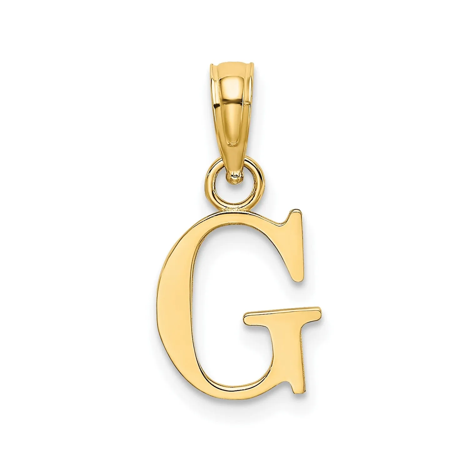 Solid 14K Gold Polished Block Initial Letter Pendants, 12x10mm