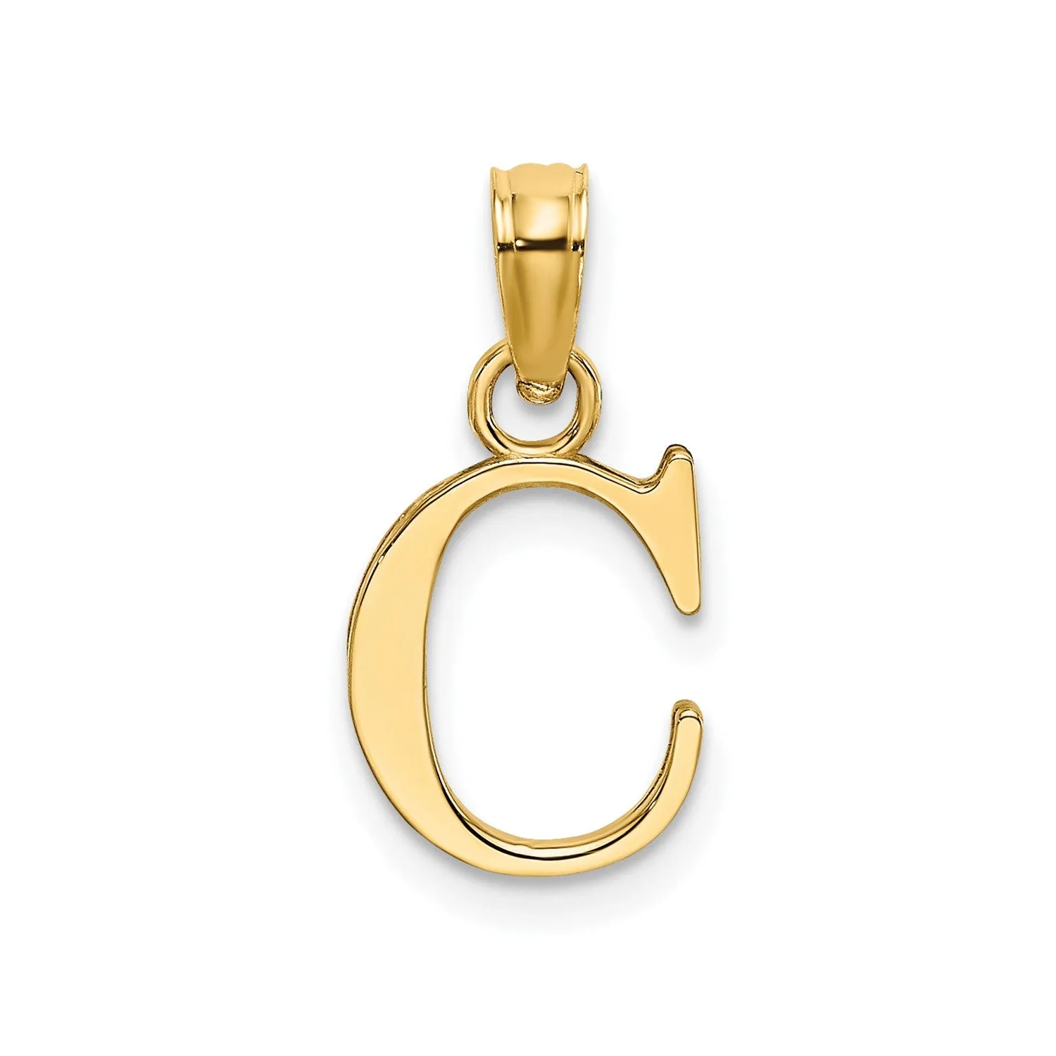 Solid 14K Gold Polished Block Initial Letter Pendants, 12x10mm
