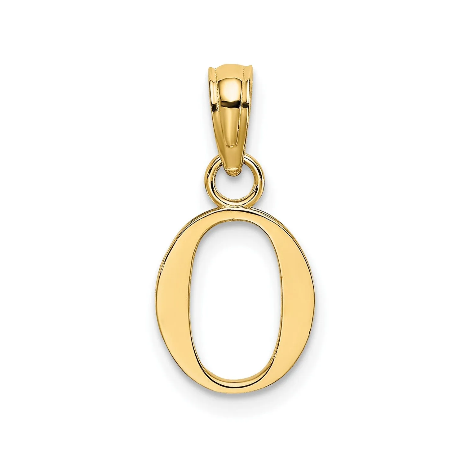 Solid 14K Gold Polished Block Initial Letter Pendants, 12x10mm
