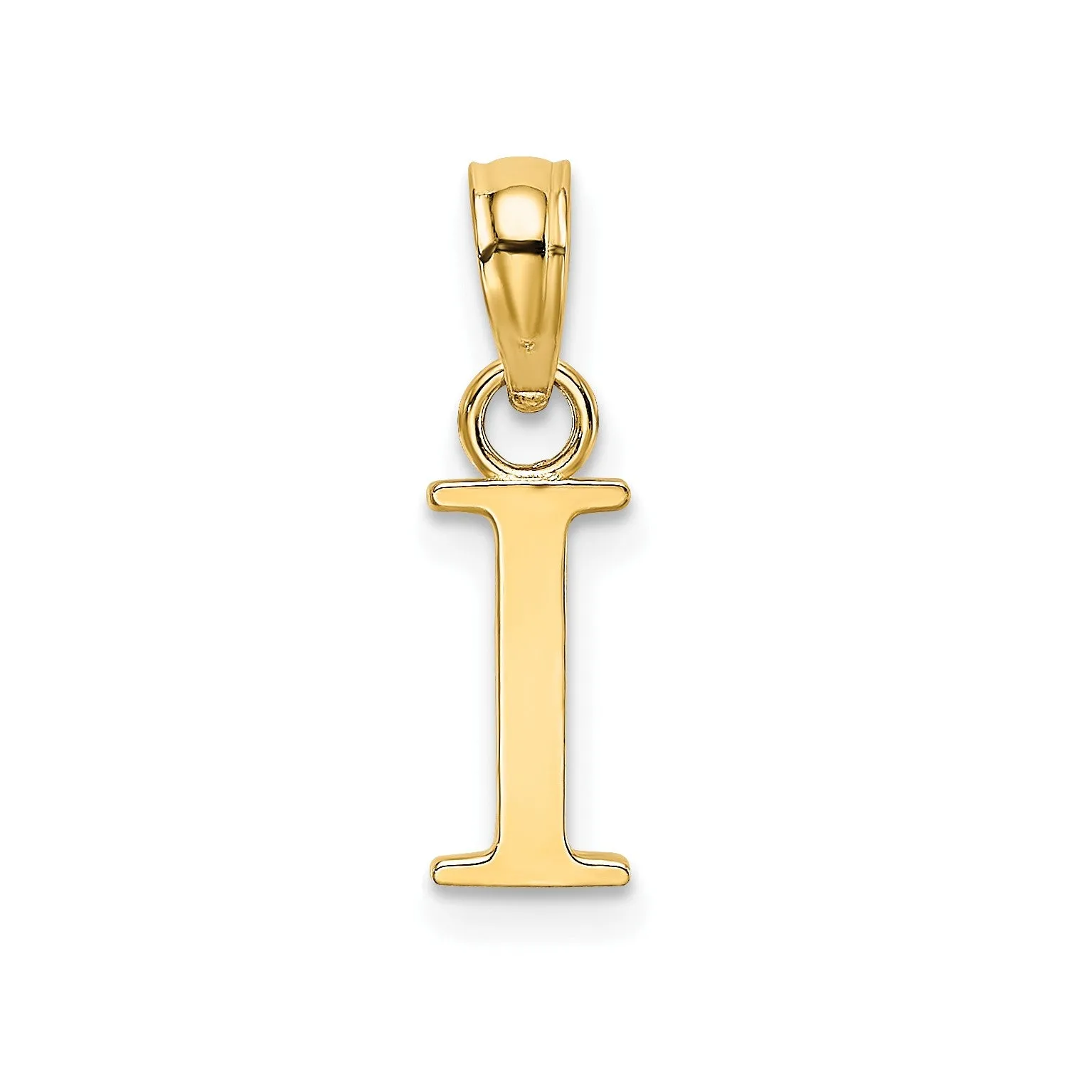 Solid 14K Gold Polished Block Initial Letter Pendants, 12x10mm
