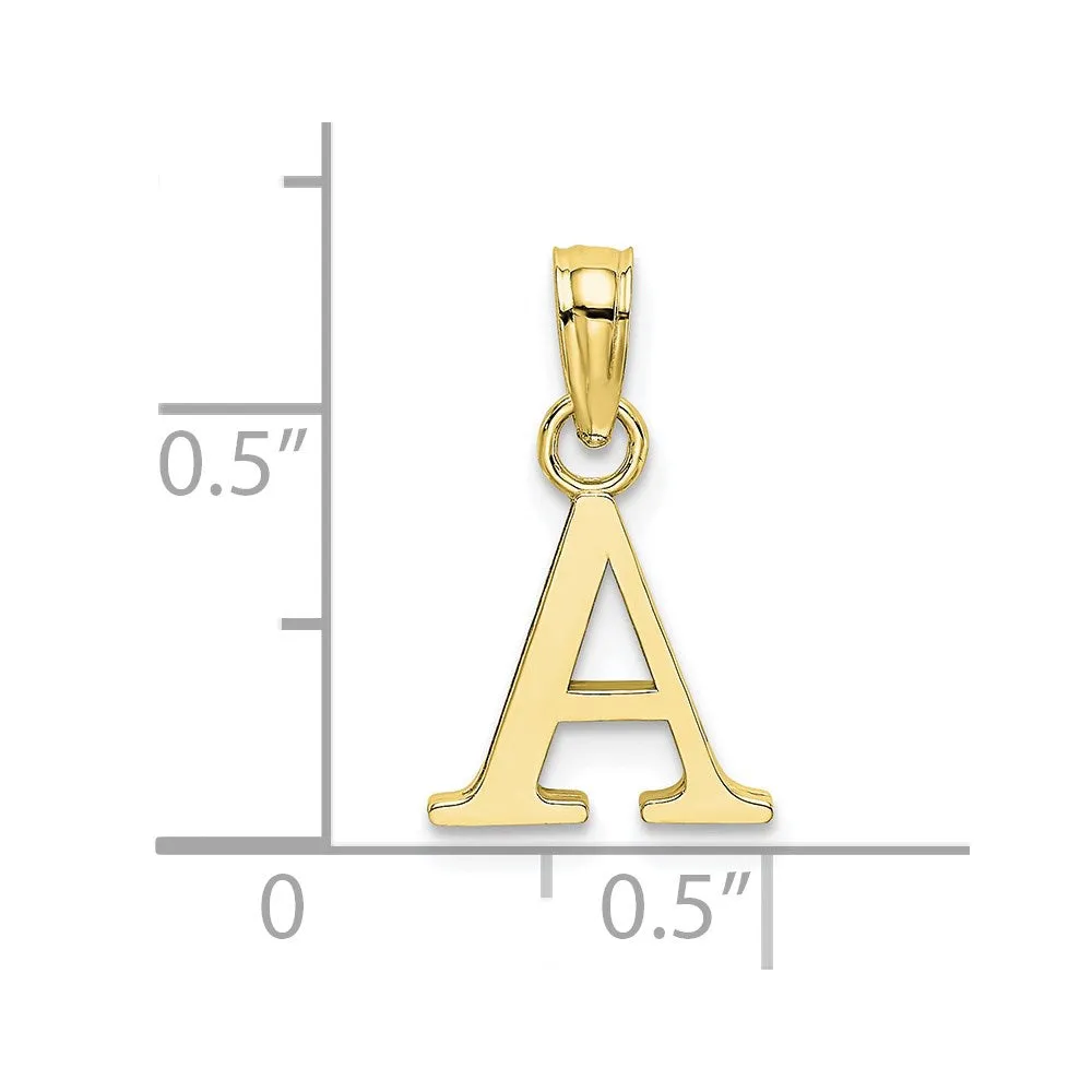 Solid 14K Gold Polished Block Initial Letter Pendants, 12x10mm
