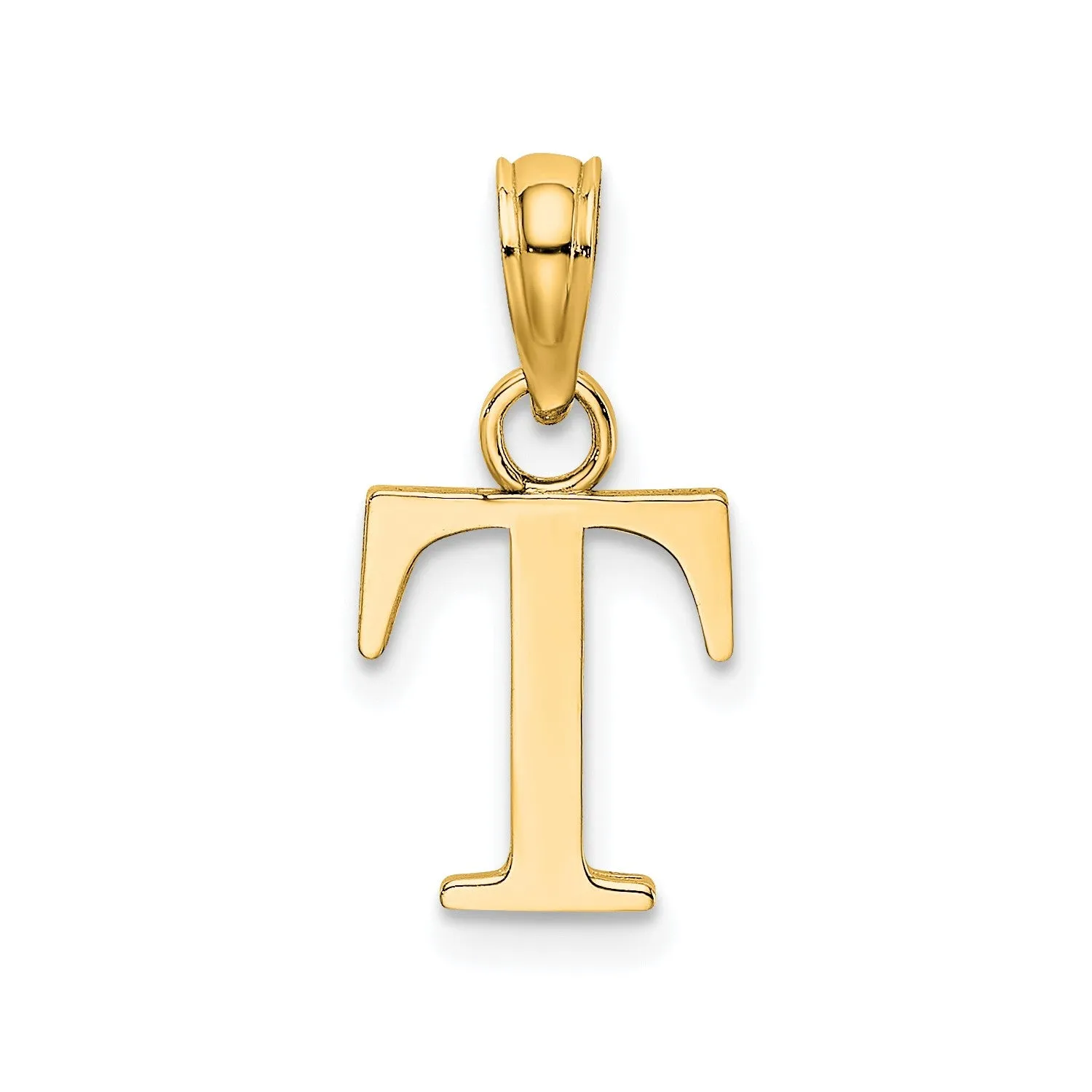 Solid 14K Gold Polished Block Initial Letter Pendants, 12x10mm