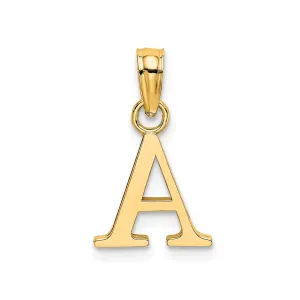 Solid 14K Gold Polished Block Initial Letter Pendants, 12x10mm