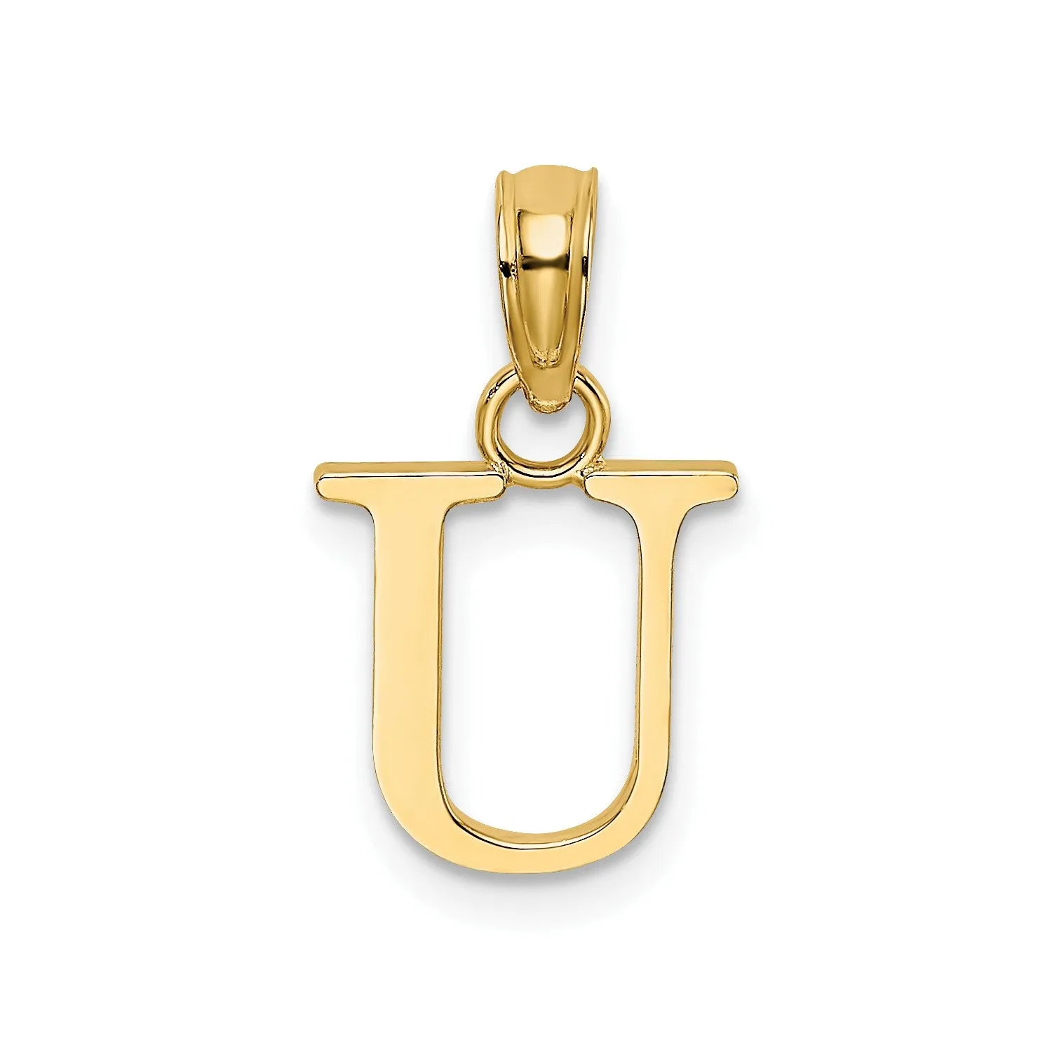 Solid 14K Gold Polished Block Initial Letter Pendants, 12x10mm