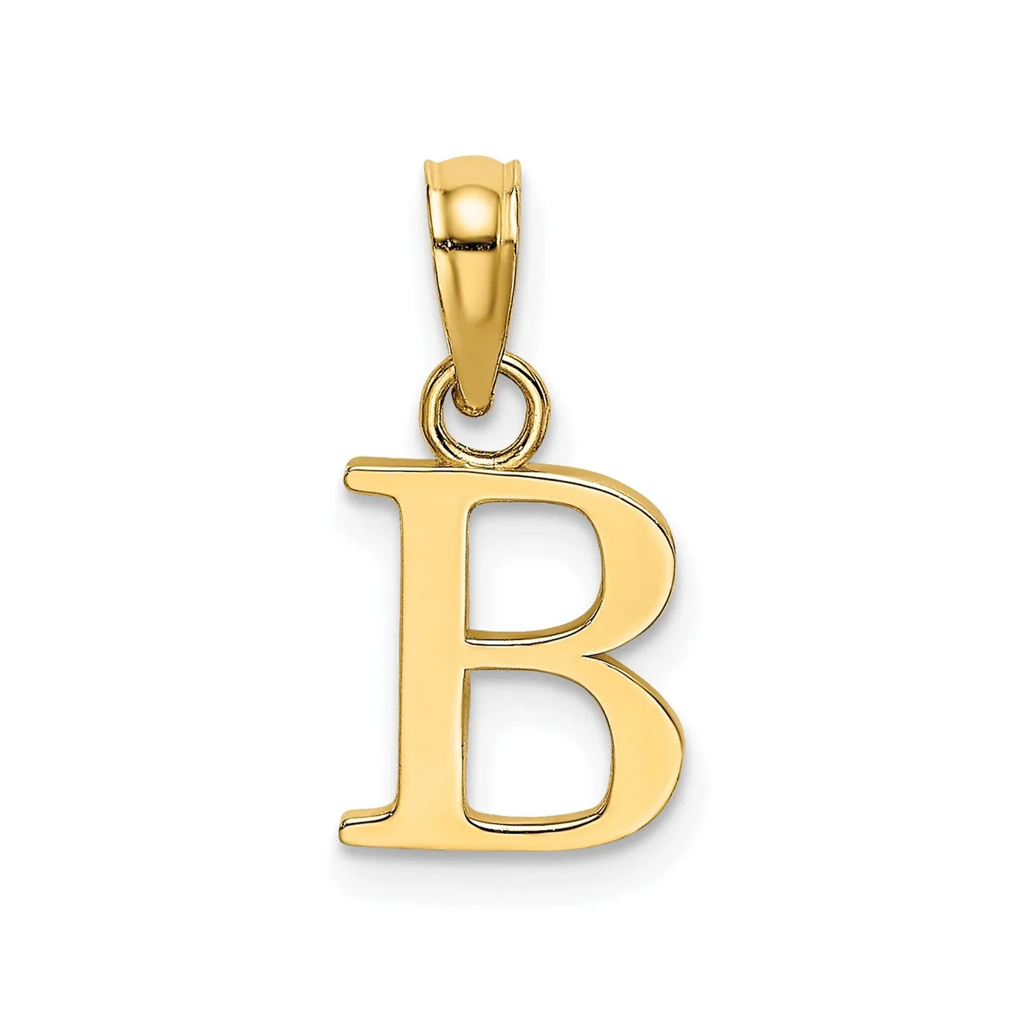 Solid 14K Gold Polished Block Initial Letter Pendants, 12x10mm