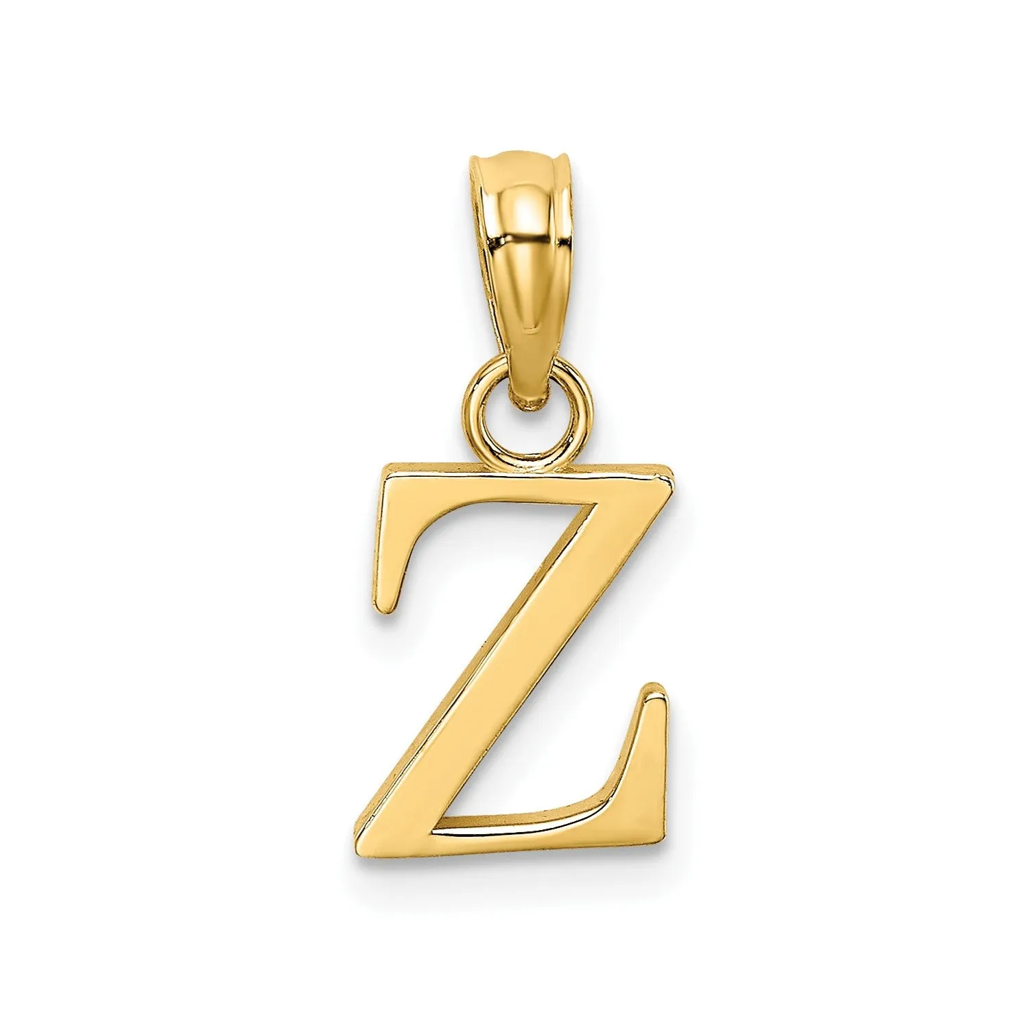 Solid 14K Gold Polished Block Initial Letter Pendants, 12x10mm